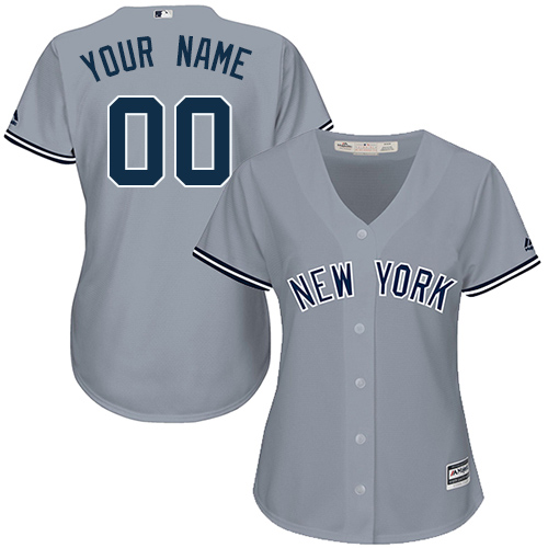 Women's Majestic New York Yankees Customized Authentic Grey Road MLB Jersey