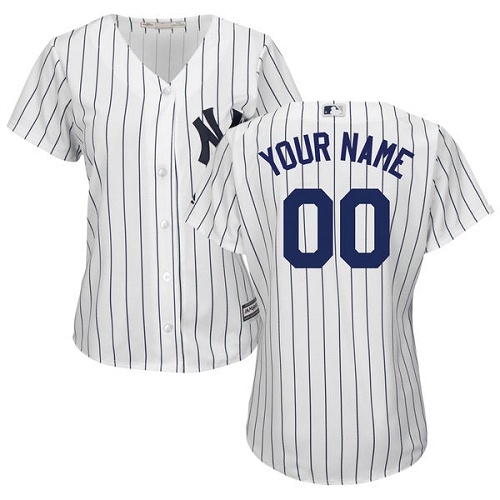 Women's Majestic New York Yankees Customized Authentic White Home MLB Jersey