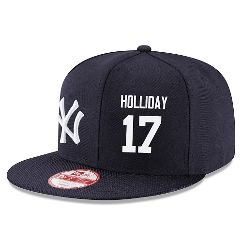 MLB Men's New Era New York Yankees #17 Matt Holliday Stitched Snapback Adjustable Player Hat - Navy/White
