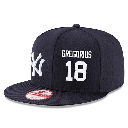 MLB Men's New Era New York Yankees #18 Didi Gregorius Stitched Snapback Adjustable Player Hat - Navy/White
