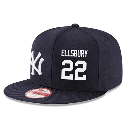 MLB Men's New Era New York Yankees #22 Jacoby Ellsbury Stitched Snapback Adjustable Player Hat - Navy/White