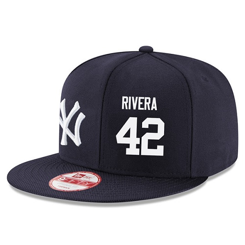 MLB Men's New Era New York Yankees #42 Mariano Rivera Stitched Snapback Adjustable Player Hat - Navy/White