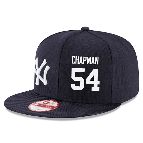 MLB Men's New Era New York Yankees #54 Aroldis Chapman Stitched Snapback Adjustable Player Hat - Navy/White