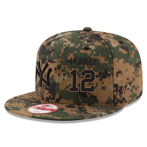 MLB Men's New York Yankees #12 Chase Headley New Era Digital Camo 2016 Memorial Day 9FIFTY Snapback Adjustable Hat