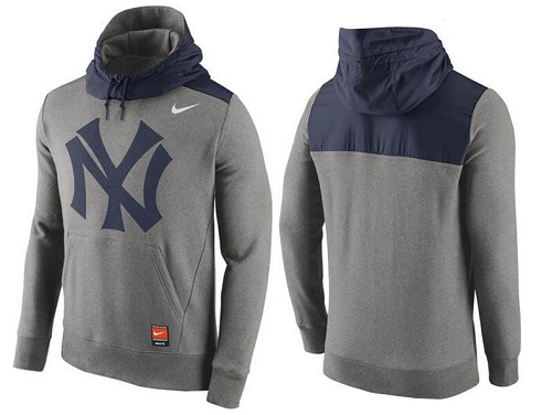 MLB Men's New York Yankees Nike Gray Cooperstown Collection Hybrid Pullover Hoodie
