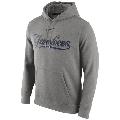 MLB New York Yankees Nike Club Pullover Hoodie - Gray