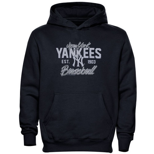 MLB New York Yankees Script Baseball Pullover Hoodie - Navy Blue