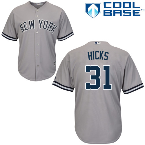 Youth Majestic New York Yankees #31 Aaron Hicks Authentic Grey Road MLB Jersey