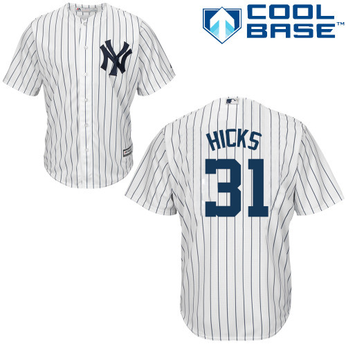 Youth Majestic New York Yankees #31 Aaron Hicks Authentic White Home MLB Jersey