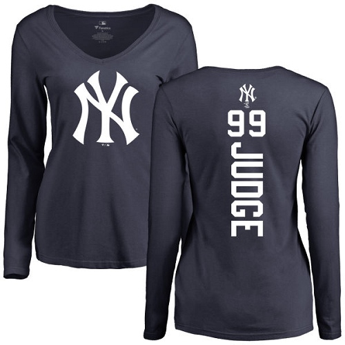 MLB Women's Nike New York Yankees #99 Aaron Judge Navy Blue Backer Long Sleeve T-Shirt