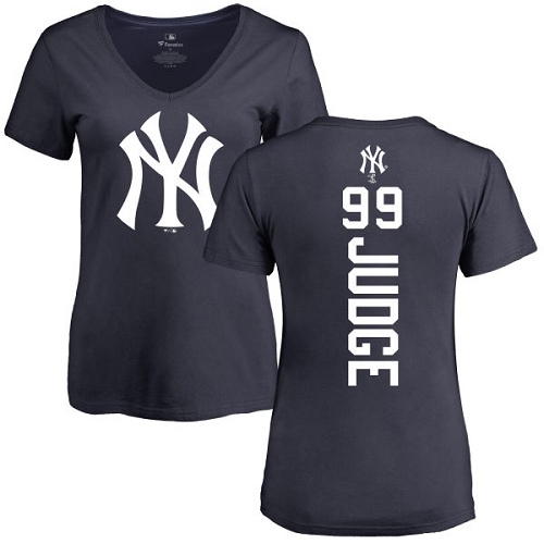 MLB Women's Nike New York Yankees #99 Aaron Judge Navy Blue Backer T-Shirt