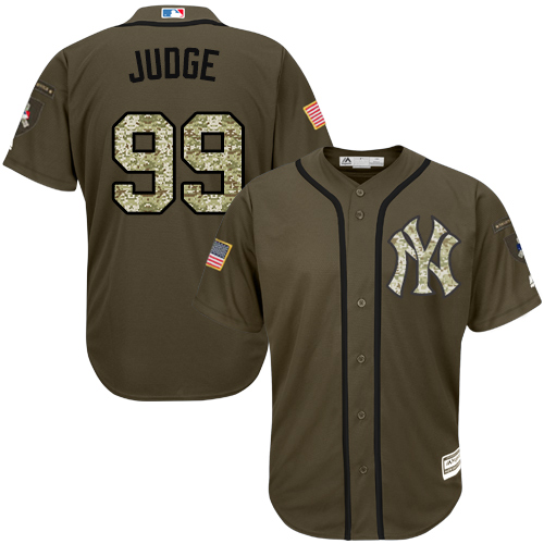 Men's Majestic New York Yankees #99 Aaron Judge Authentic Green Salute to Service MLB Jersey