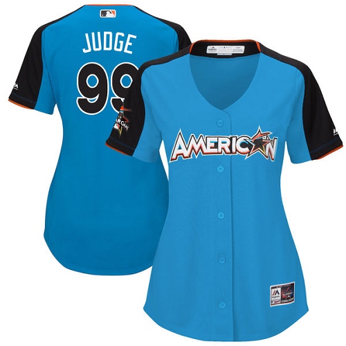 Women's Majestic New York Yankees #99 Aaron Judge Authentic Blue American League 2017 MLB All-Star MLB Jersey