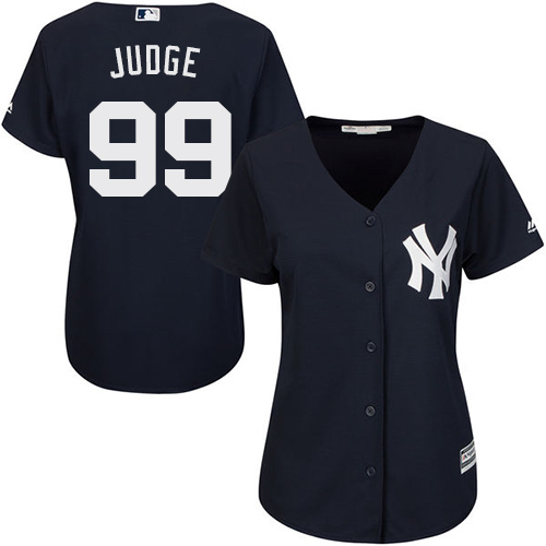 Women's Majestic New York Yankees #99 Aaron Judge Authentic Navy Blue Alternate MLB Jersey
