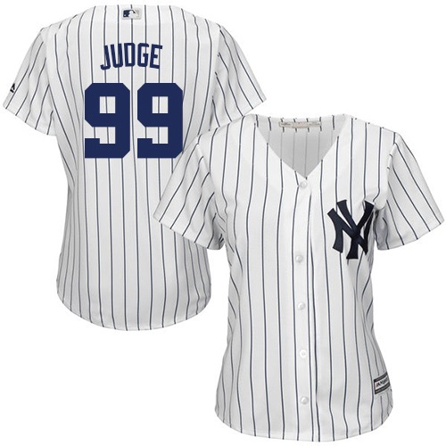 Women's Majestic New York Yankees #99 Aaron Judge Authentic White Home MLB Jersey