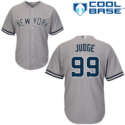 Youth Majestic New York Yankees #99 Aaron Judge Authentic Grey Road MLB Jersey