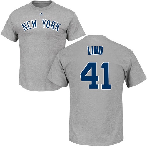 MLB Nike New York Yankees #41 Adam Lind Gray Name & Number T-Shirt