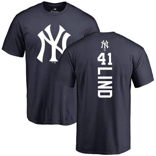 MLB Nike New York Yankees #41 Adam Lind Navy Blue Backer T-Shirt