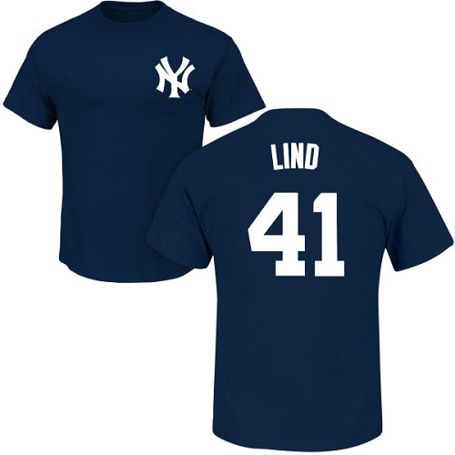 MLB Nike New York Yankees #41 Adam Lind Navy Blue Name & Number T-Shirt