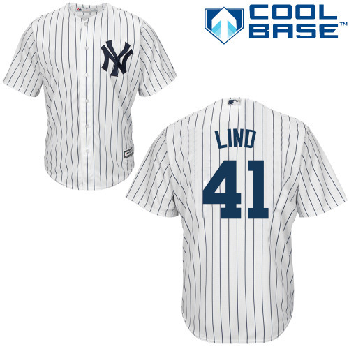 Men's Majestic New York Yankees #41 Adam Lind Replica White Home MLB Jersey