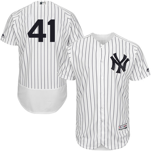 Men's Majestic New York Yankees #41 Adam Lind White Home Flex Base Authentic Collection MLB Jersey
