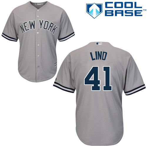 Youth Majestic New York Yankees #41 Adam Lind Authentic Grey Road MLB Jersey