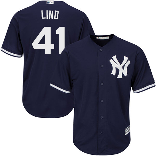 Youth Majestic New York Yankees #41 Adam Lind Authentic Navy Blue Alternate MLB Jersey