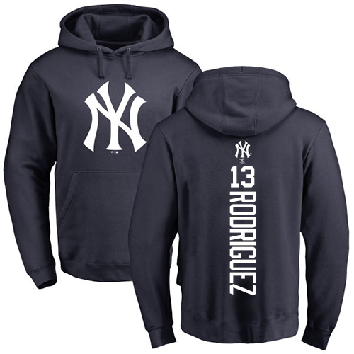 MLB Nike New York Yankees #13 Alex Rodriguez Navy Blue Backer Pullover Hoodie
