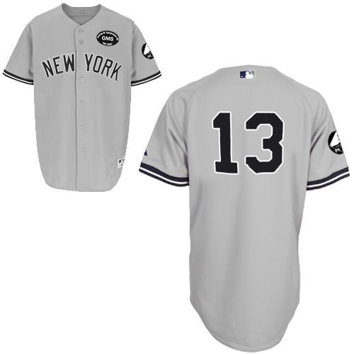Men's Majestic New York Yankees #13 Alex Rodriguez Authentic Grey GMS 
