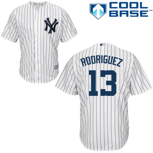 Men's Majestic New York Yankees #13 Alex Rodriguez Replica White Home MLB Jersey