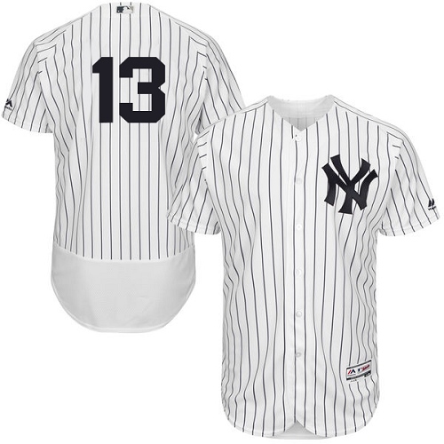 Men's Majestic New York Yankees #13 Alex Rodriguez White Home Flex Base Authentic Collection MLB Jersey