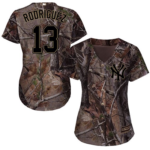 Women's Majestic New York Yankees #13 Alex Rodriguez Authentic Camo Realtree Collection Flex Base MLB Jersey