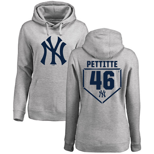 MLB Women's Nike New York Yankees #46 Andy Pettitte Gray RBI Pullover Hoodie