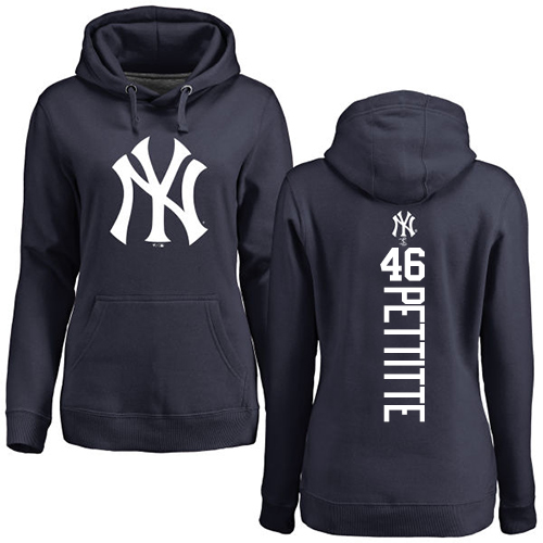 MLB Women's Nike New York Yankees #46 Andy Pettitte Navy Blue Backer Pullover Hoodie