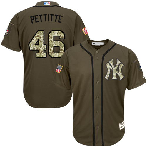 Men's Majestic New York Yankees #46 Andy Pettitte Authentic Green Salute to Service MLB Jersey