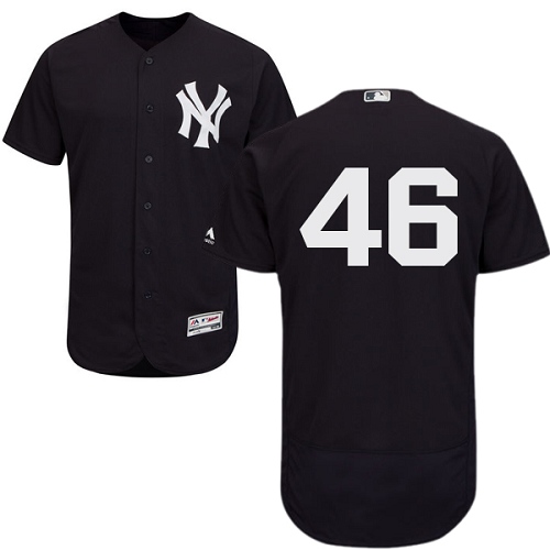 Men's Majestic New York Yankees #46 Andy Pettitte Navy Blue Alternate Flex Base Authentic Collection MLB Jersey