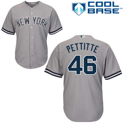 Men's Majestic New York Yankees #46 Andy Pettitte Replica Grey Road MLB Jersey