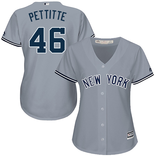 Women's Majestic New York Yankees #46 Andy Pettitte Authentic Grey Road MLB Jersey