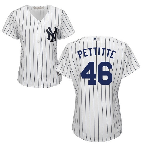 Women's Majestic New York Yankees #46 Andy Pettitte Authentic White Home MLB Jersey