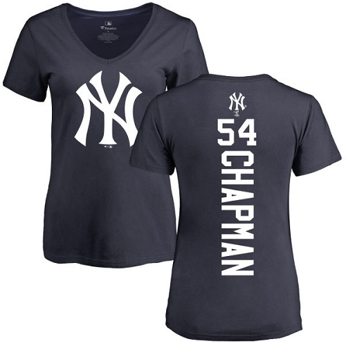 MLB Women's Nike New York Yankees #54 Aroldis Chapman Navy Blue Backer T-Shirt