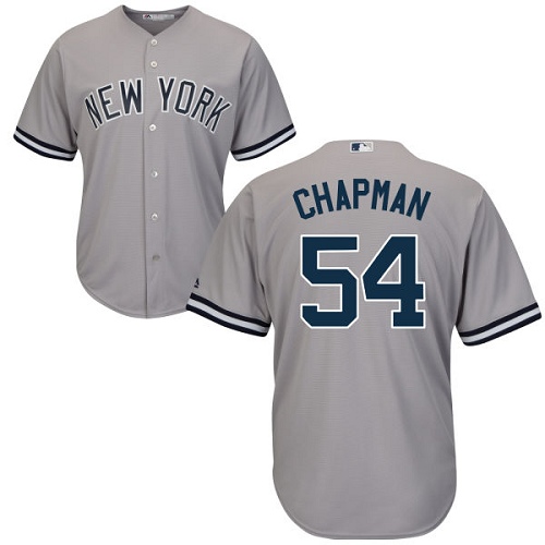Men's Majestic New York Yankees #54 Aroldis Chapman Replica Grey Road MLB Jersey