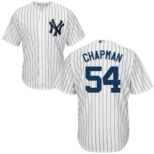 Men's Majestic New York Yankees #54 Aroldis Chapman Replica White Home MLB Jersey