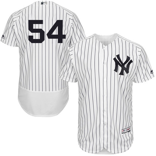 Men's Majestic New York Yankees #54 Aroldis Chapman White Home Flex Base Authentic Collection MLB Jersey