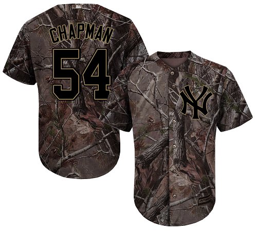 Youth Majestic New York Yankees #54 Aroldis Chapman Authentic Camo Realtree Collection Flex Base MLB Jersey