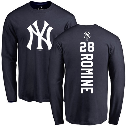 MLB Nike New York Yankees #28 Austin Romine Navy Blue Backer Long Sleeve T-Shirt