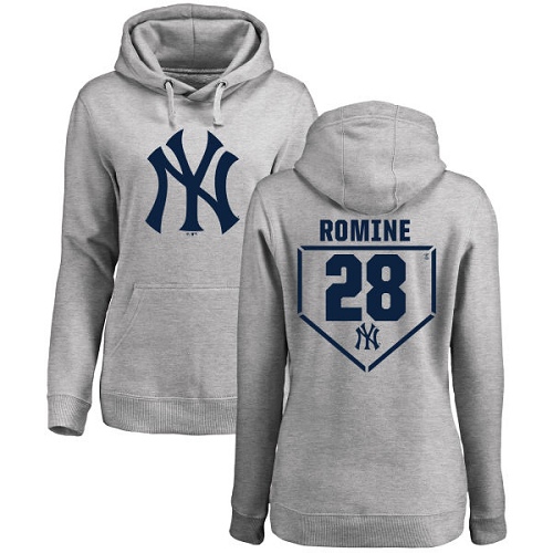 MLB Women's Nike New York Yankees #28 Austin Romine Gray RBI Pullover Hoodie