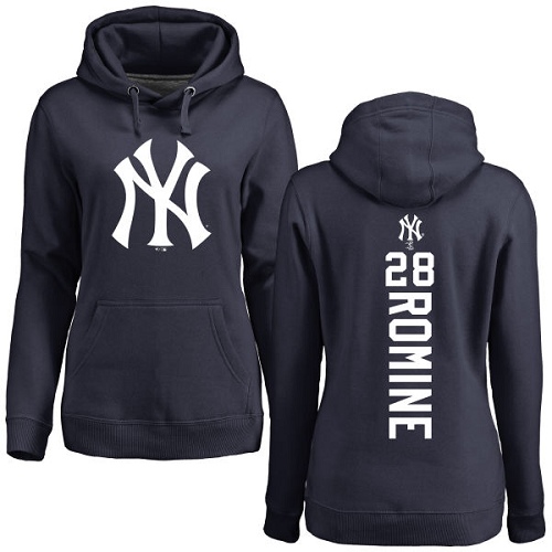 MLB Women's Nike New York Yankees #28 Austin Romine Navy Blue Backer Pullover Hoodie