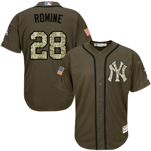 Men's Majestic New York Yankees #28 Austin Romine Authentic Green Salute to Service MLB Jersey