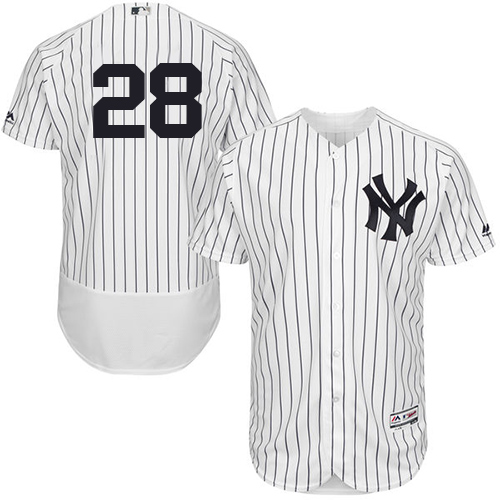 Men's Majestic New York Yankees #28 Austin Romine White Home Flex Base Authentic Collection MLB Jersey