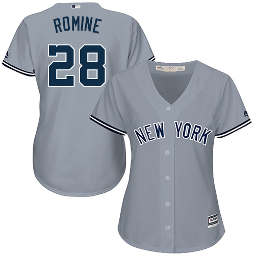 Women's Majestic New York Yankees #28 Austin Romine Authentic Grey Road MLB Jersey